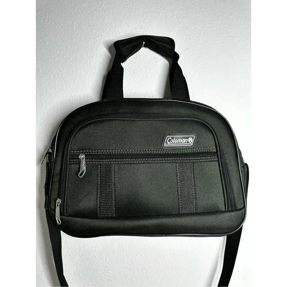 Coleman Large Green 3 Pocket Carry Bag Handles and Stap Green Black Trim 11x15